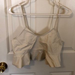 Leather cream crop top